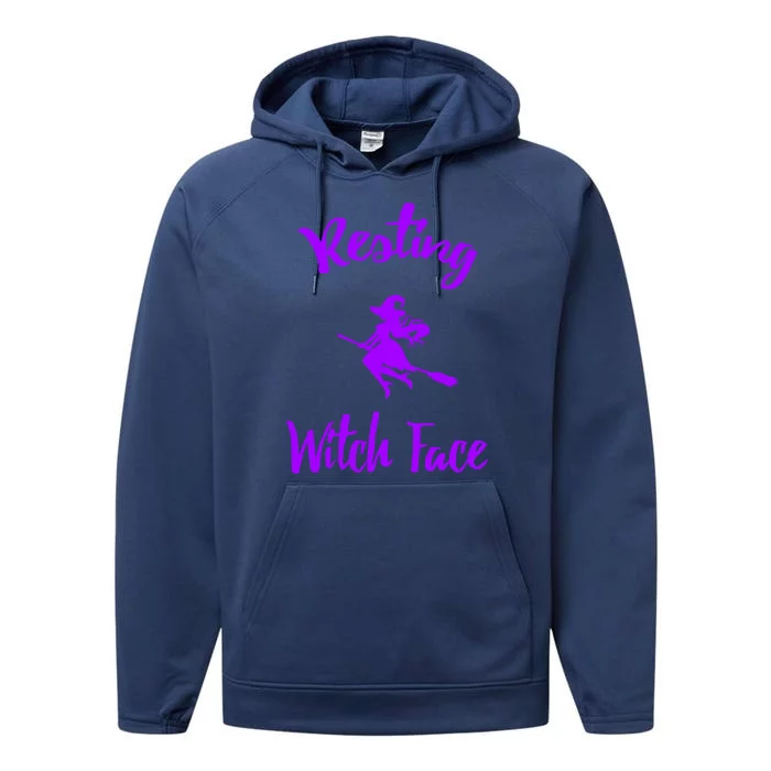 Resting Witch Face Funny Halloween Hallows Eve Ghoulish Funny Gift Performance Fleece Hoodie