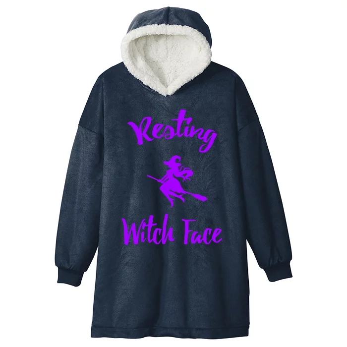 Resting Witch Face Funny Halloween Hallows Eve Ghoulish Funny Gift Hooded Wearable Blanket