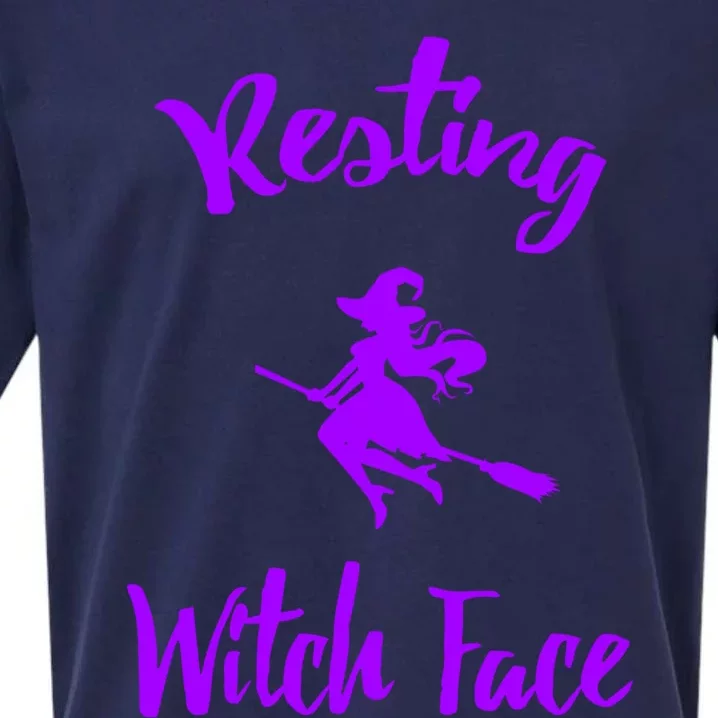 Resting Witch Face Funny Halloween Hallows Eve Ghoulish Funny Gift Sueded Cloud Jersey T-Shirt