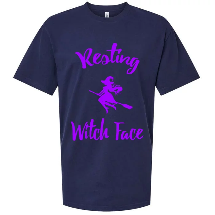 Resting Witch Face Funny Halloween Hallows Eve Ghoulish Funny Gift Sueded Cloud Jersey T-Shirt