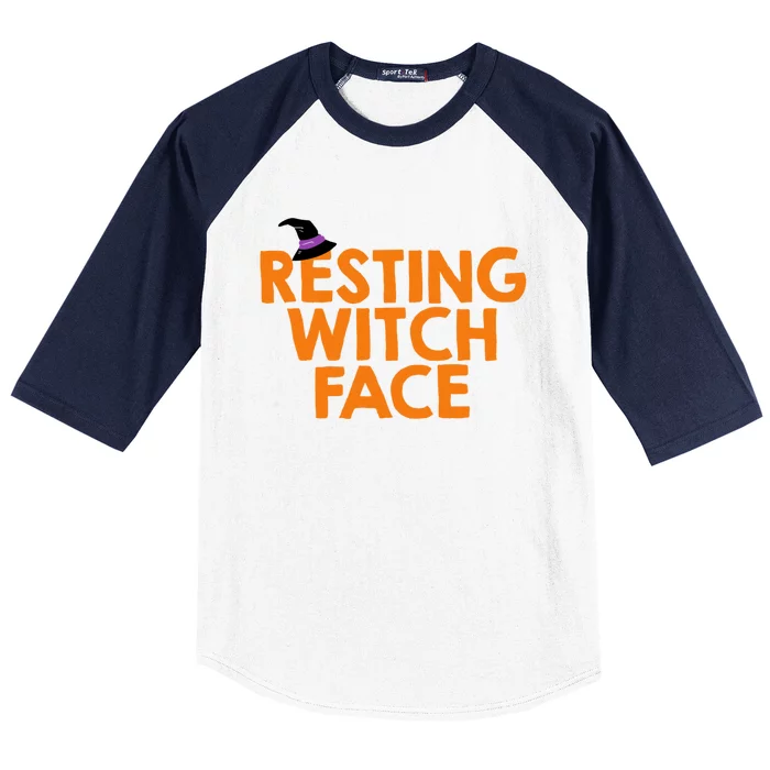 Resting Witch Face Halloween Gift Baseball Sleeve Shirt