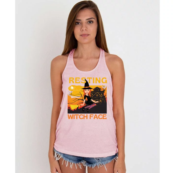 Resting Witch Face Fun Halloween Meaningful Gift Women's Knotted Racerback Tank