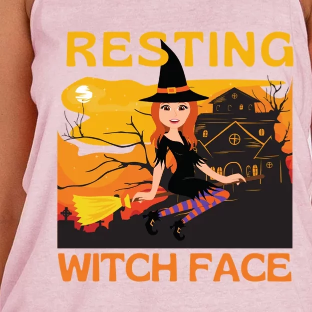 Resting Witch Face Fun Halloween Meaningful Gift Women's Knotted Racerback Tank