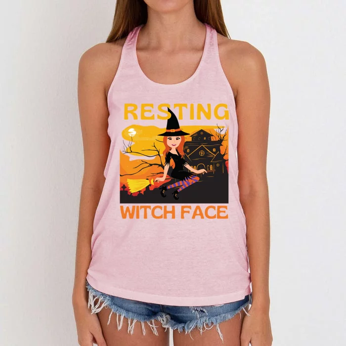 Resting Witch Face Fun Halloween Meaningful Gift Women's Knotted Racerback Tank