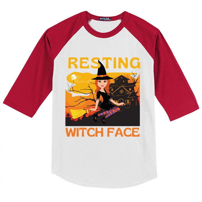 Resting Witch Face Fun Halloween Meaningful Gift Kids Colorblock Raglan Jersey