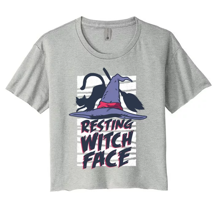 Resting Witch Face Funny Halloween Coven Meme Gift Women's Crop Top Tee