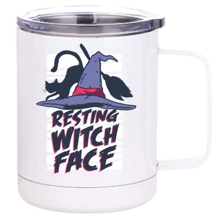 Resting Witch Face Funny Halloween Coven Meme Gift Front & Back 12oz Stainless Steel Tumbler Cup