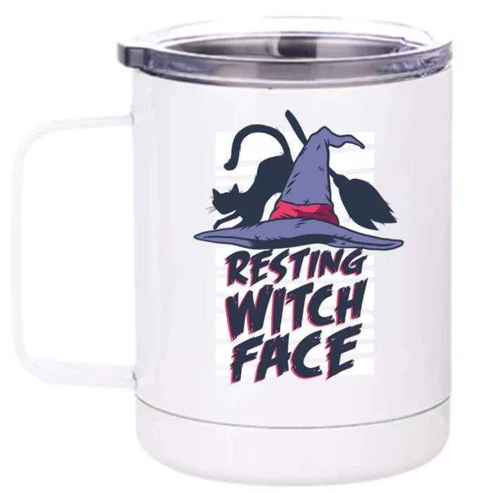 Resting Witch Face Funny Halloween Coven Meme Gift Front & Back 12oz Stainless Steel Tumbler Cup