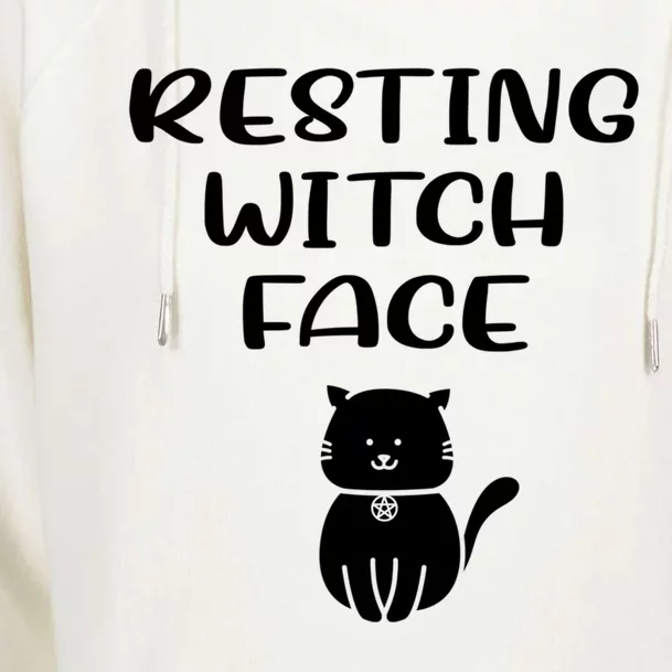 Resting Witch Face Pentacle Cat Wiccan Pagan Cheeky Witch Meaningful Gift Womens Funnel Neck Pullover Hood