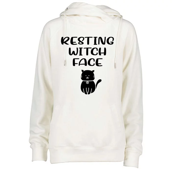 Resting Witch Face Pentacle Cat Wiccan Pagan Cheeky Witch Meaningful Gift Womens Funnel Neck Pullover Hood