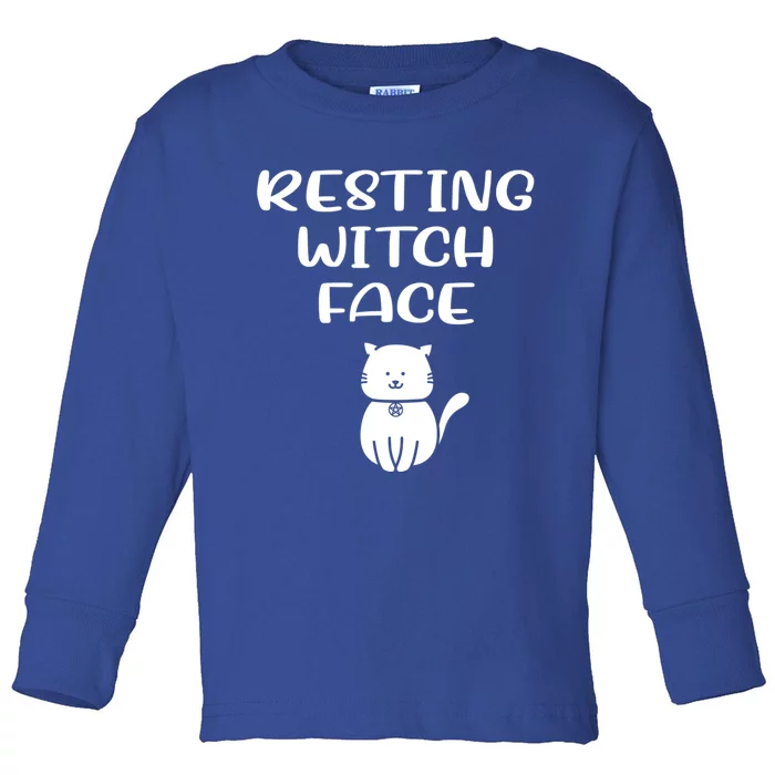 Resting Witch Face Pentacle Cat Wiccan Pagan Cheeky Witch Meaningful Gift Toddler Long Sleeve Shirt