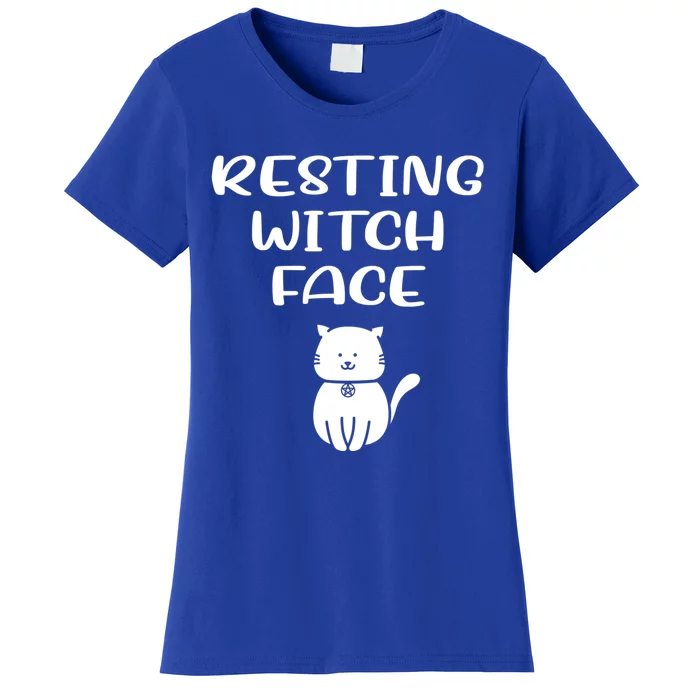 Resting Witch Face Pentacle Cat Wiccan Pagan Cheeky Witch Meaningful Gift Women's T-Shirt