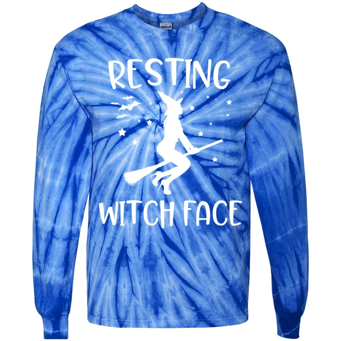 Resting Witch Face Funny Happy Halloween Party Saying Gift Cool Gift Tie-Dye Long Sleeve Shirt