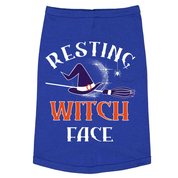 Resting Witch Face Funny Spooky Broomstick Halloween Party Gift Doggie Tank