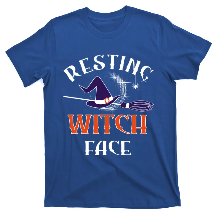 Resting Witch Face Funny Spooky Broomstick Halloween Party Gift T-Shirt