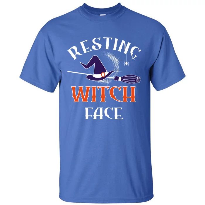 Resting Witch Face Funny Spooky Broomstick Halloween Party Gift Tall T-Shirt