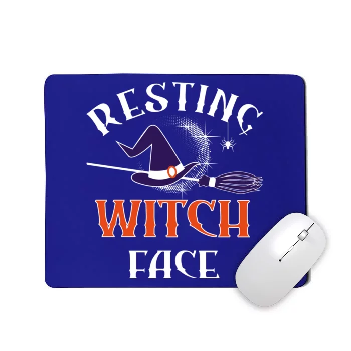 Resting Witch Face Funny Spooky Broomstick Halloween Party Gift Mousepad