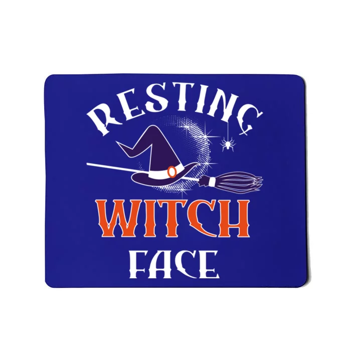 Resting Witch Face Funny Spooky Broomstick Halloween Party Gift Mousepad