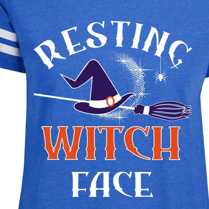 Resting Witch Face Funny Spooky Broomstick Halloween Party Gift Enza Ladies Jersey Football T-Shirt