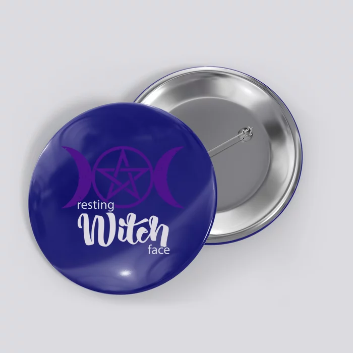 Resting Witch Face Wiccan Occult Pagan Gift Button