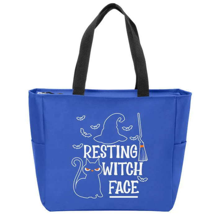 Resting Witch Face Halloween Design Cute Gift Zip Tote Bag