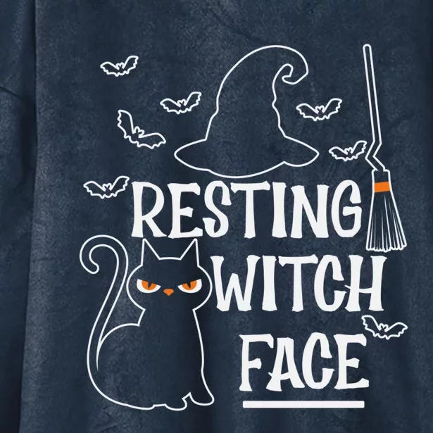 Resting Witch Face Halloween Design Cute Gift Hooded Wearable Blanket