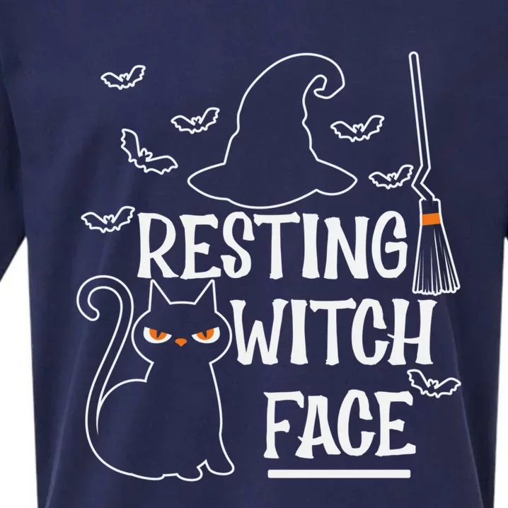 Resting Witch Face Halloween Design Cute Gift Sueded Cloud Jersey T-Shirt