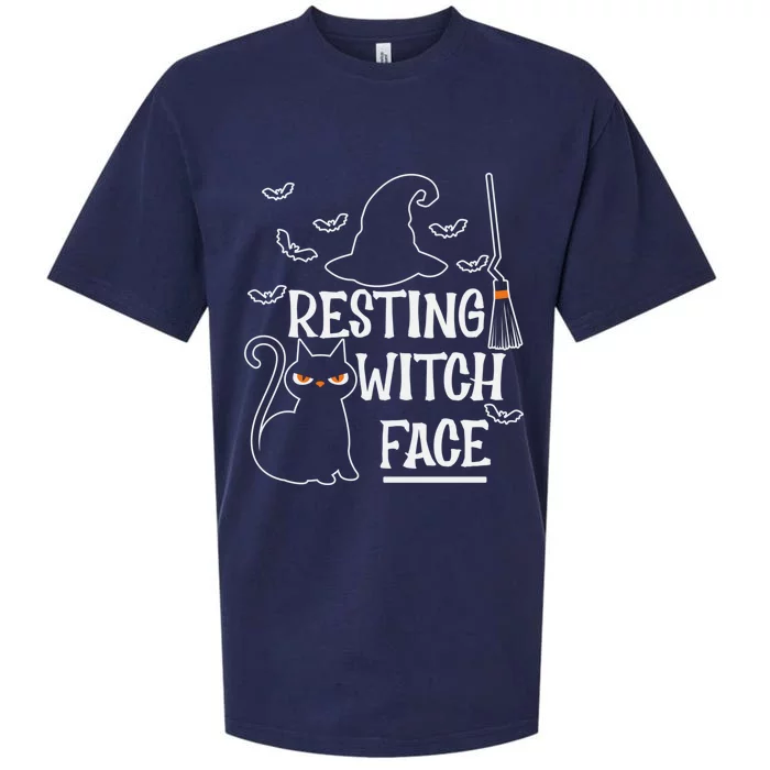 Resting Witch Face Halloween Design Cute Gift Sueded Cloud Jersey T-Shirt