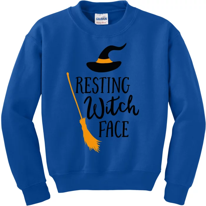 Resting Witch Face Halloween Hat Costume Teacher Mom Wife Cute Gift Kids Sweatshirt