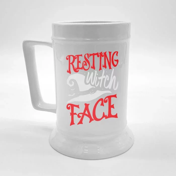 Resting Witch Face Halloween Fan Funny Halloween Cool Gift Front & Back Beer Stein