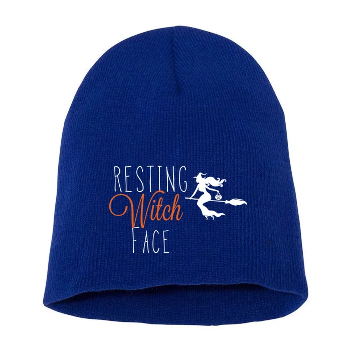 Resting Witch Face Halloween Gift Short Acrylic Beanie