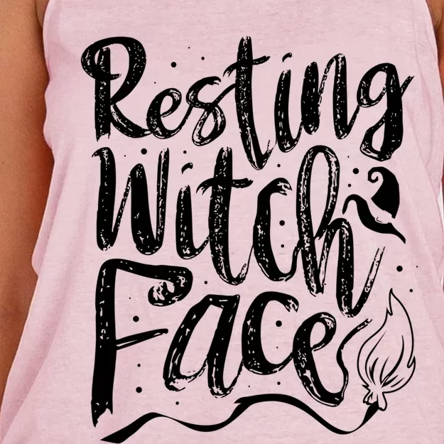 Resting Witch Face Halloween Fan Funny Halloween Meaningful Gift Women's Knotted Racerback Tank