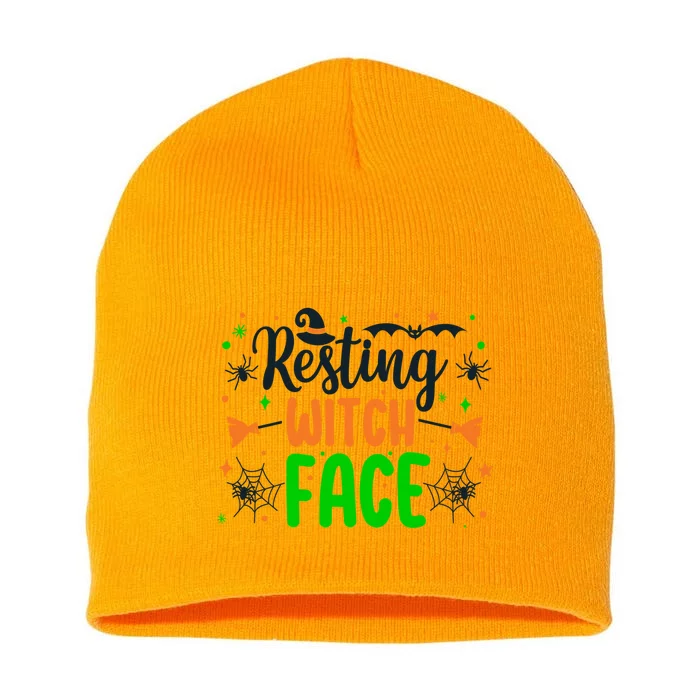 Resting Witch Face Spooky Halloween Vibes Meaningful Gift Short Acrylic Beanie