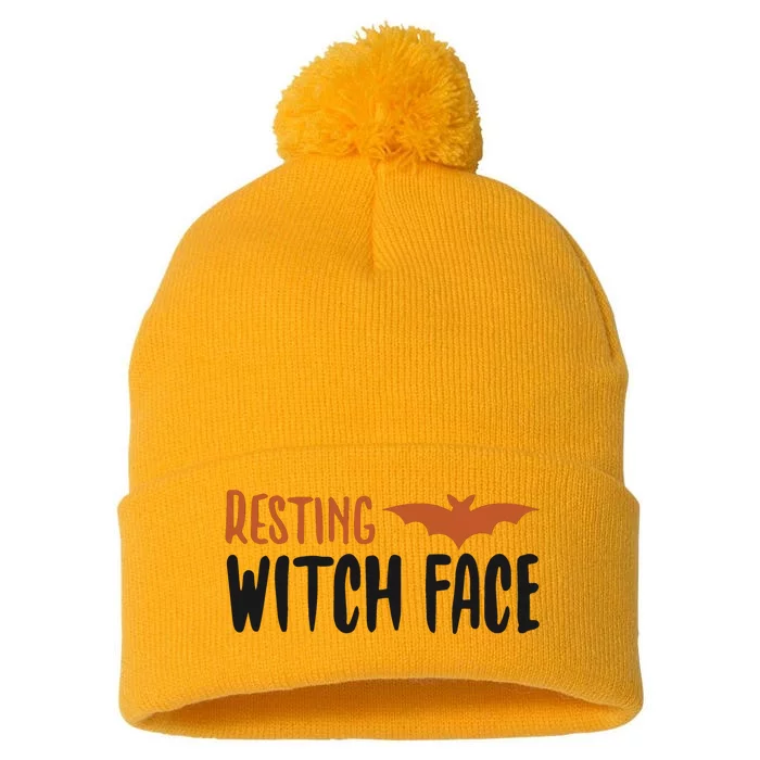 Resting Witch Face Halloween Funny Cute Gift Pom Pom 12in Knit Beanie