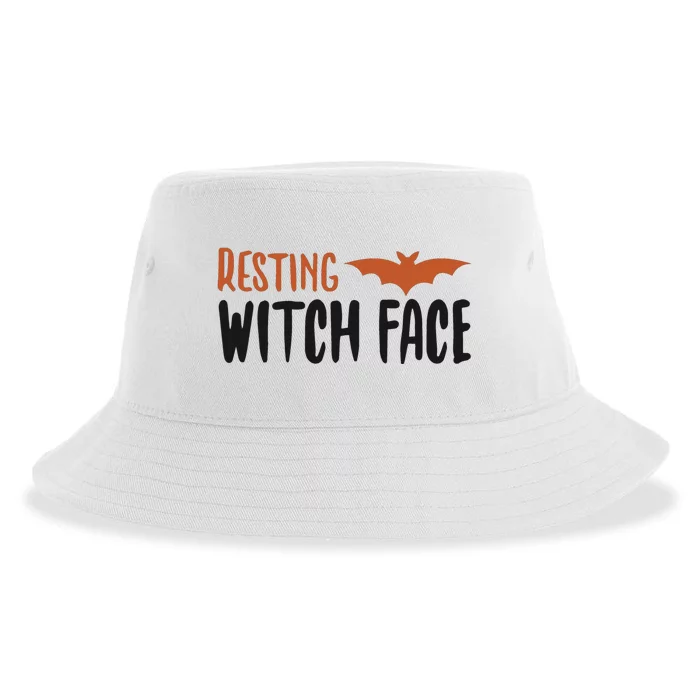 Resting Witch Face Halloween Funny Cute Gift Sustainable Bucket Hat