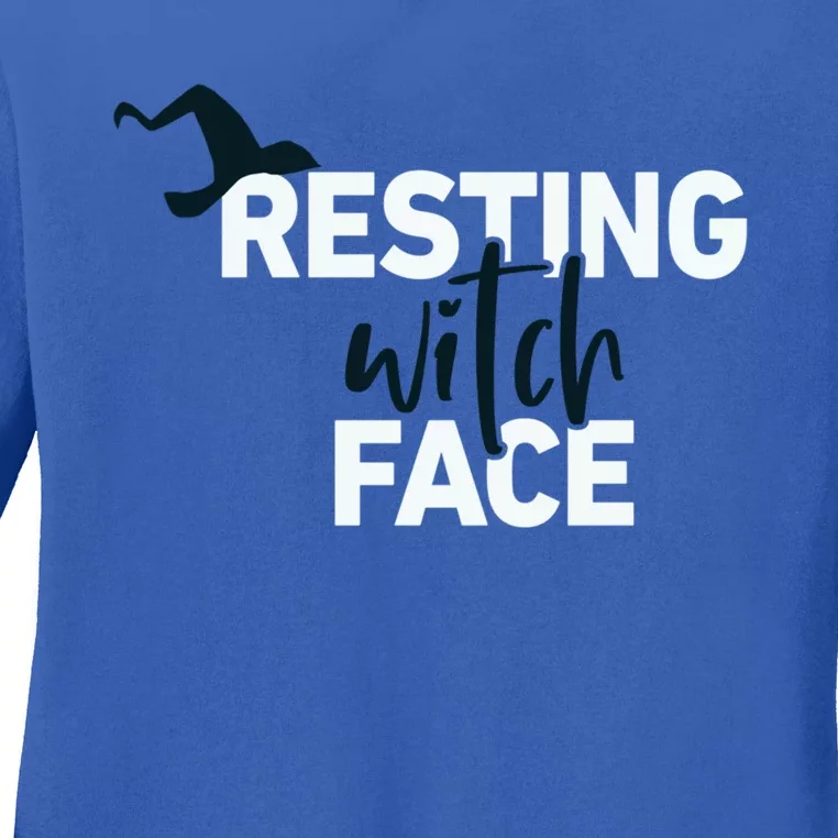 Resting Witch Face Halloween Witch Hat Black Gift Ladies Long Sleeve Shirt