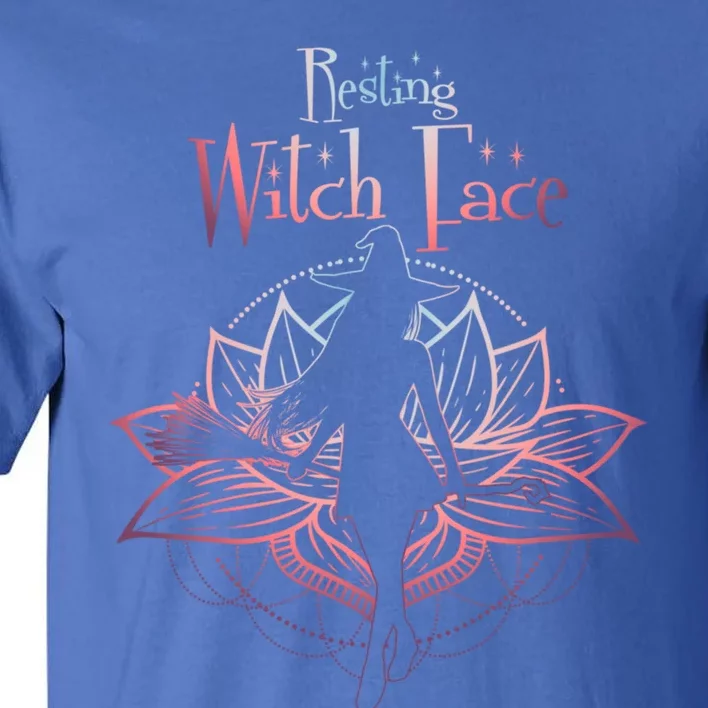 Resting Witch Face Halloween Lotus Flower For Yogi Witch Cute Gift Tall T-Shirt