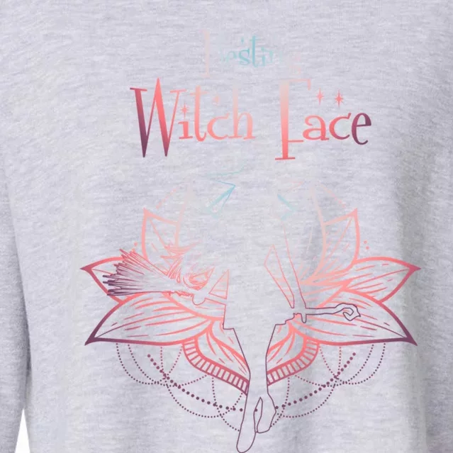 Resting Witch Face Halloween Lotus Flower For Yogi Witch Cute Gift Cropped Pullover Crew