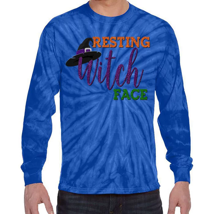 Resting Witch Face Pretty Halloween Witches Hat Wife Mom Gift Tie-Dye Long Sleeve Shirt