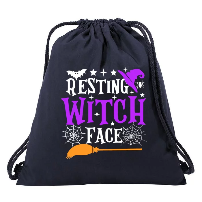 Resting Witch Face Meaningful Gift Funny Witch Broom Halloween Funny Gift Drawstring Bag