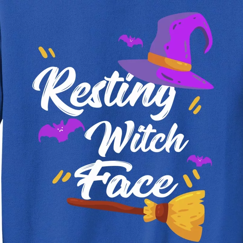 Resting Witch Face Gift Broomstick Fun Spooky Party Gift Tall Sweatshirt