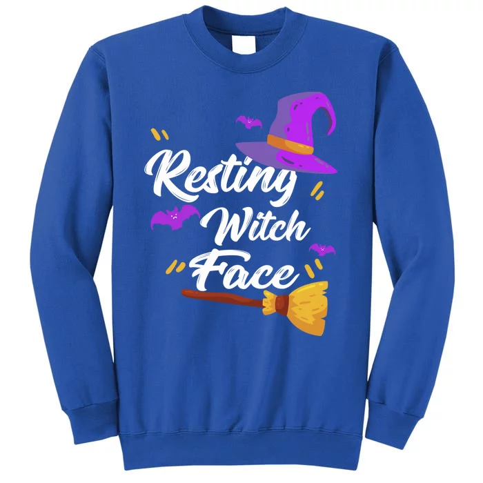 Resting Witch Face Gift Broomstick Fun Spooky Party Gift Tall Sweatshirt