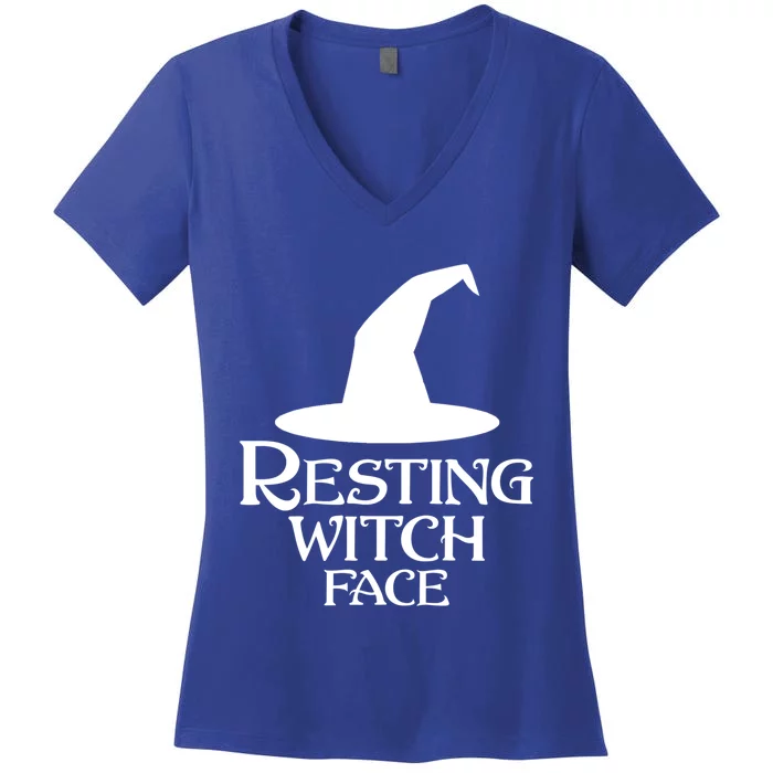 Resting Witch Face Silly Halloween Gift Women's V-Neck T-Shirt