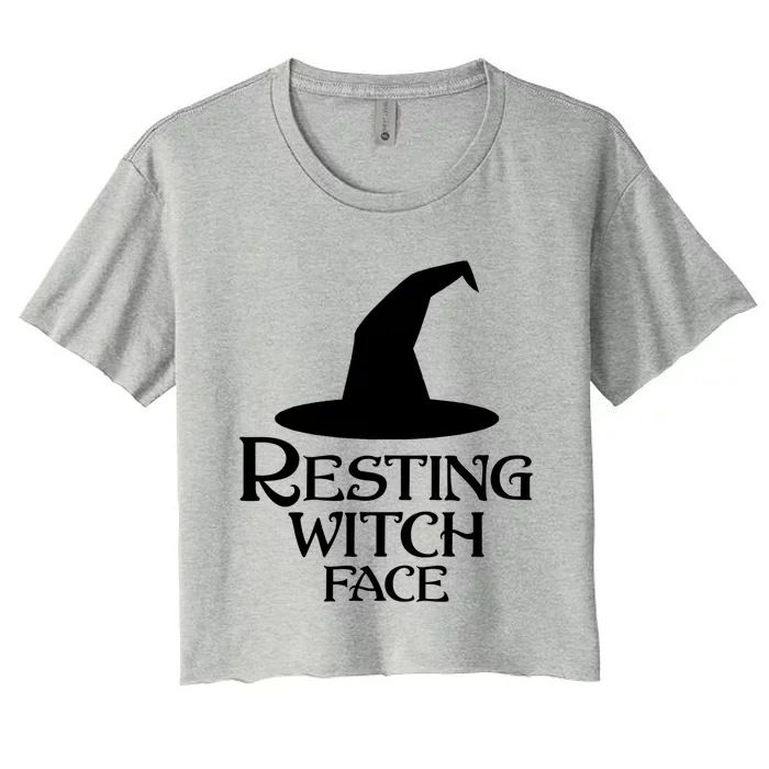 Resting Witch Face Silly Halloween Gift Women's Crop Top Tee