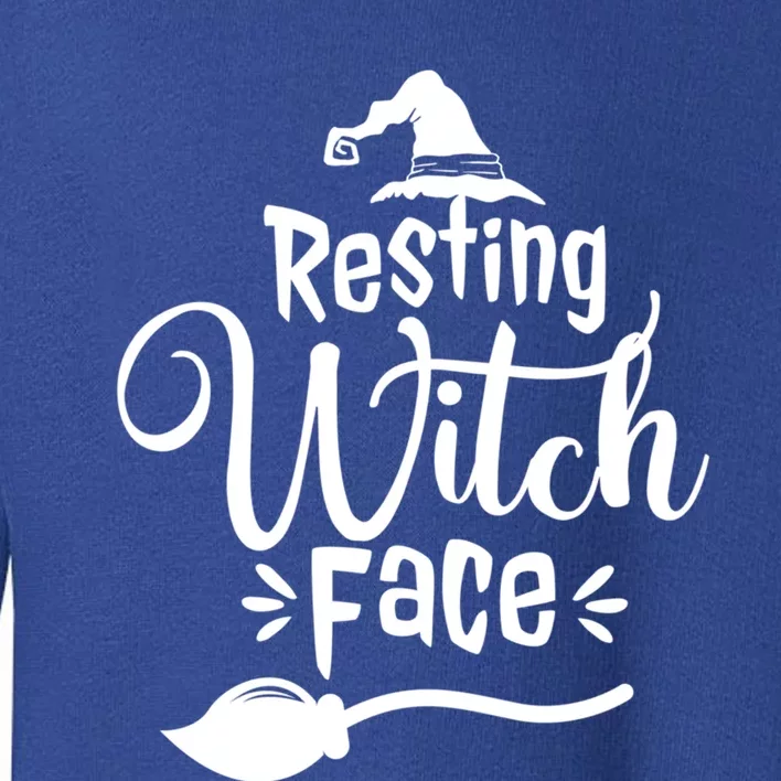 Resting Witch Face Hat Broom Cute Funny Halloween Gift Toddler Sweatshirt