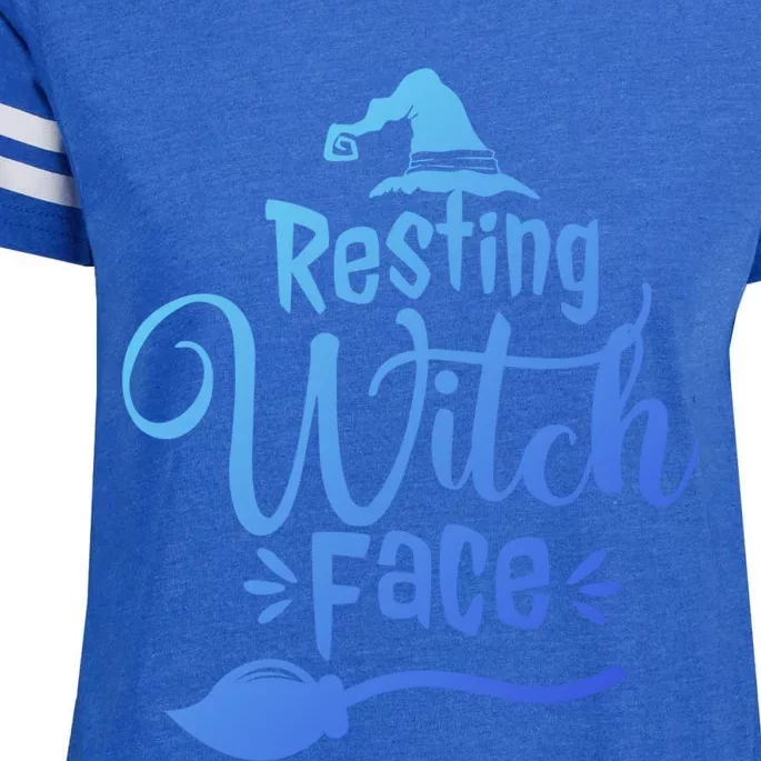 Resting Witch Face Hat Broom Cute Funny Halloween Great Gift Enza Ladies Jersey Football T-Shirt