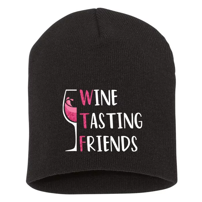 Red Wine Friends Drinking Glasses WTF Wine Tasting Friends Short Acrylic Beanie