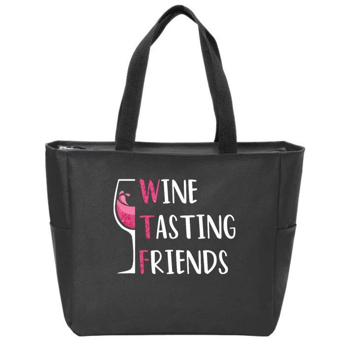 Red Wine Friends Drinking Glasses WTF Wine Tasting Friends Zip Tote Bag