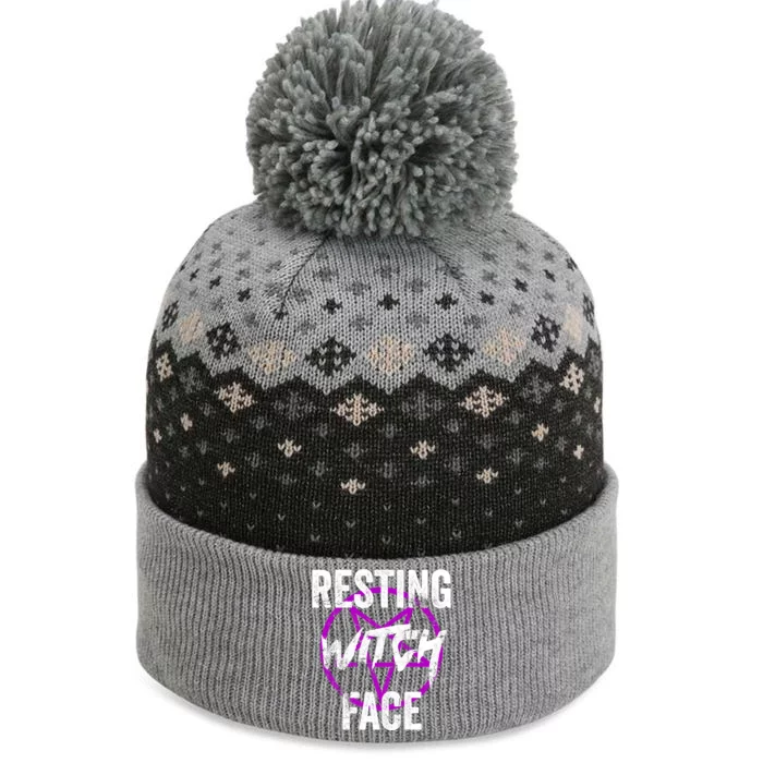 Resting Witch Face Occult Wiccan Pagan Gothic Witchcraft Gift The Baniff Cuffed Pom Beanie