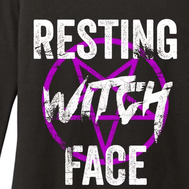 Resting Witch Face Occult Wiccan Pagan Gothic Witchcraft Gift Womens CVC Long Sleeve Shirt